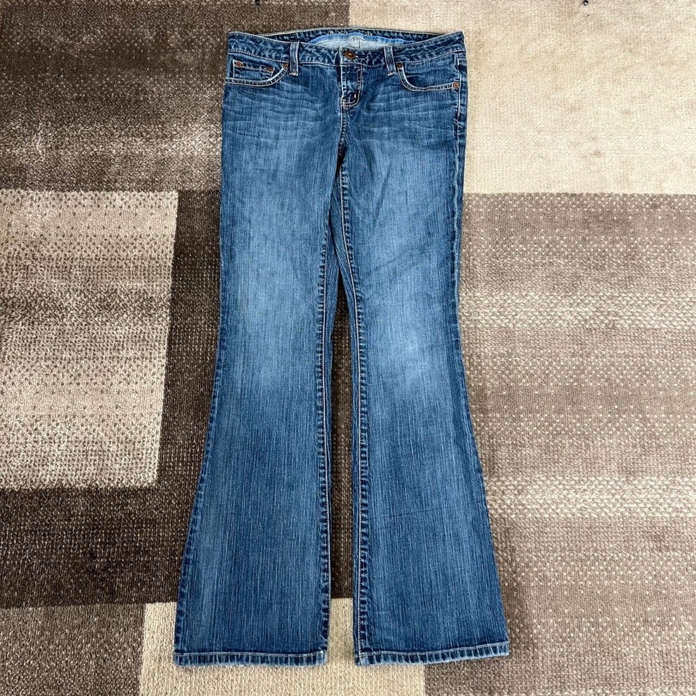 American‎ Eagle Outfitters Hipster Flare Jeans Size 10 Whiskering Boho Western